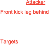 Attacker
Front kick leg behind     


Targets